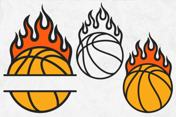 Basketball with Flames SVG: A Bold Graphic Design Asset for Crafts and Marketing
