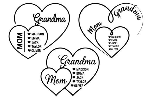Grandma Mom Heart SVG Graphics for Crafts and Content Creators