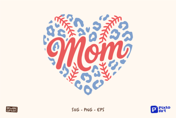 Leopard Baseball Mom Heart SVG: A Playful Graphic Design Asset for Content Creators