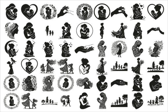 Loving Mother and Children Silhouette: A Must-Have Graphic for Crafts