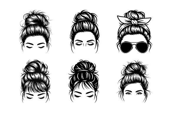 Messy Bun SVG Bundle for Crafts and Graphics