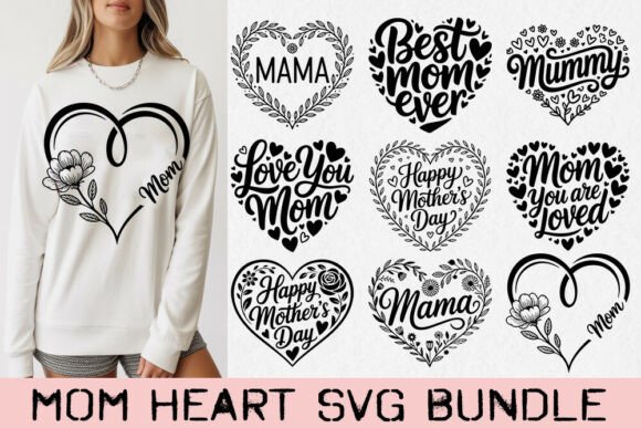 Mom Heart SVG Bundle Mother’s Day PNG – A Versatile Graphic Design Asset for Local Business Branding