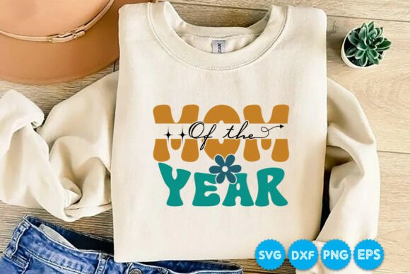 Mom of the Year Retro SVG Design: A Vibrant Asset for Crafts and Graphics Projects
